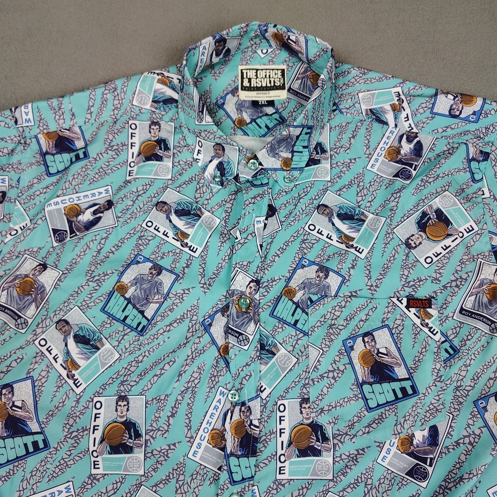 RSVLTS The Office Button Down Shirt 2XL Basketball Cards Kunuflex Lightweight